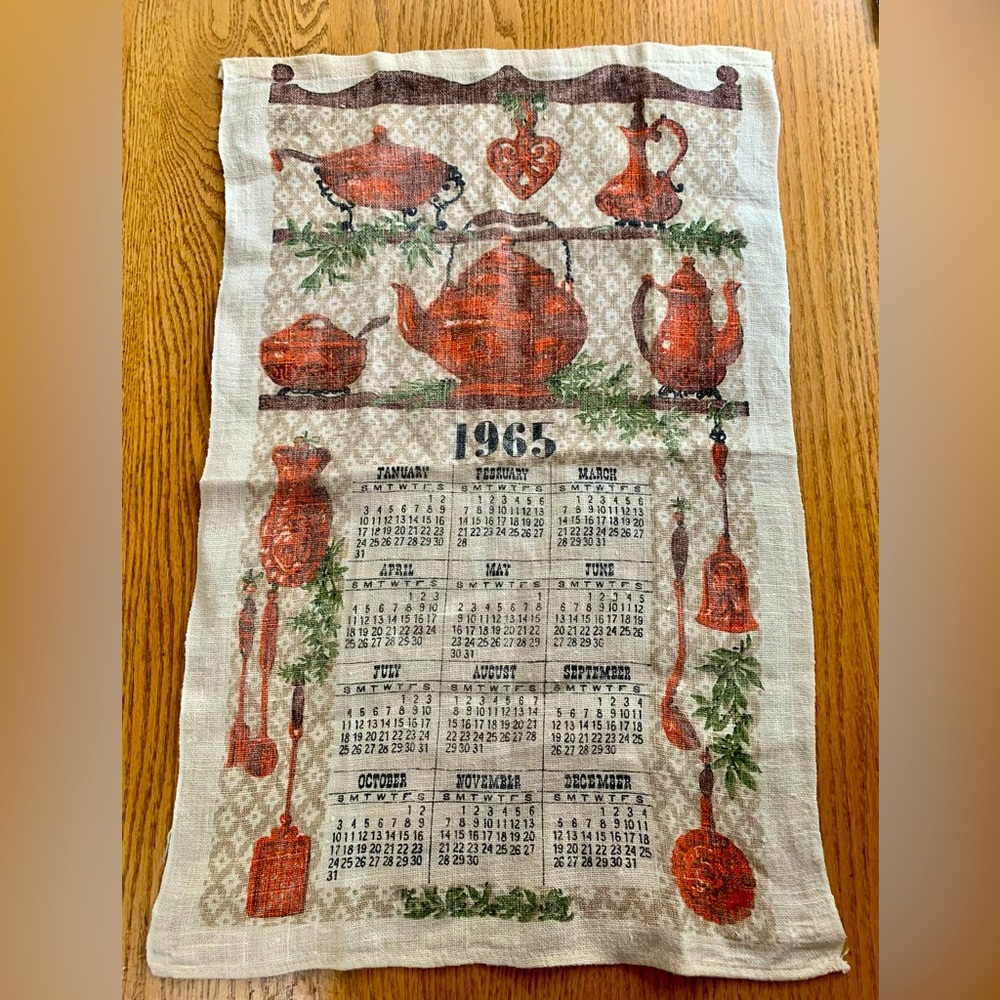 Vintage 1965 Calendar Towel by Stevens